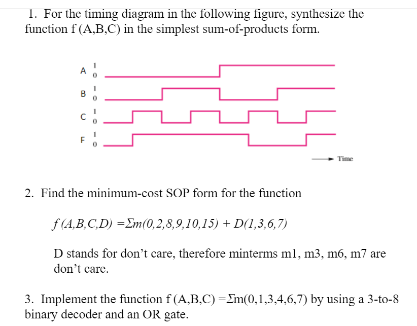Solved 1. For the timing diagram in the following figure,