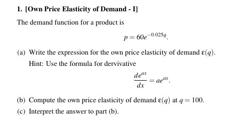 Solved The demand function for a product is p = | Chegg.com