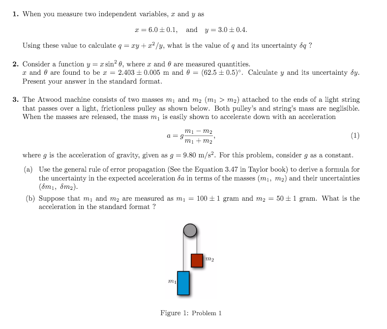 Solved 1. When you measure two independent variables, z and | Chegg.com