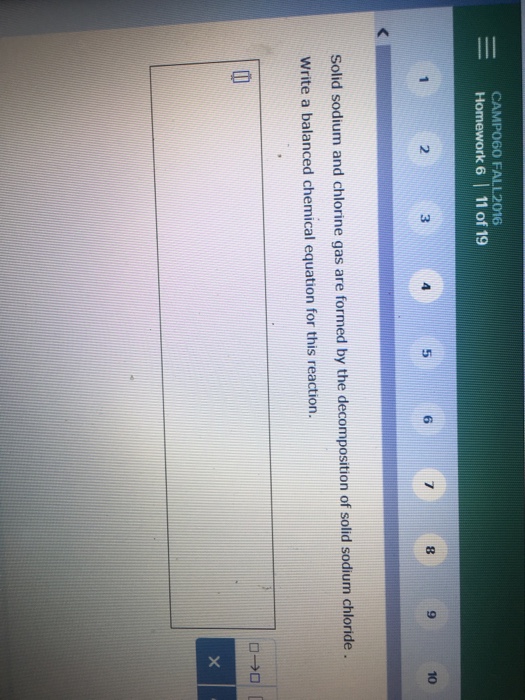 Solved Solid sodium and chlorine gas are formed by the