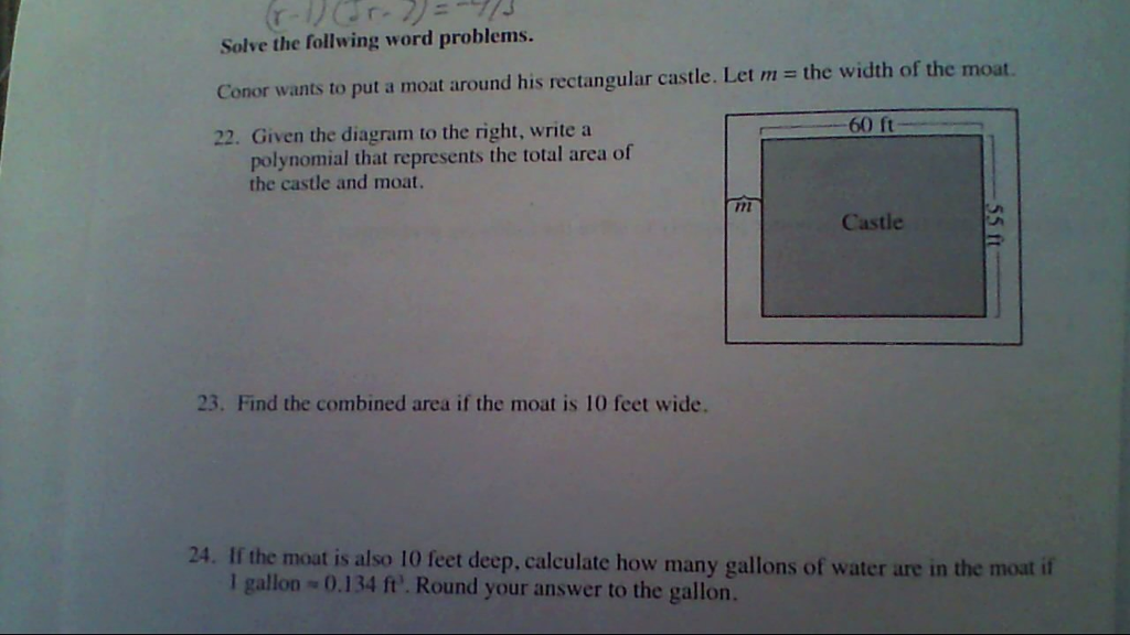 Solved Solve the follwing word problems Conor wants to put a | Chegg.com