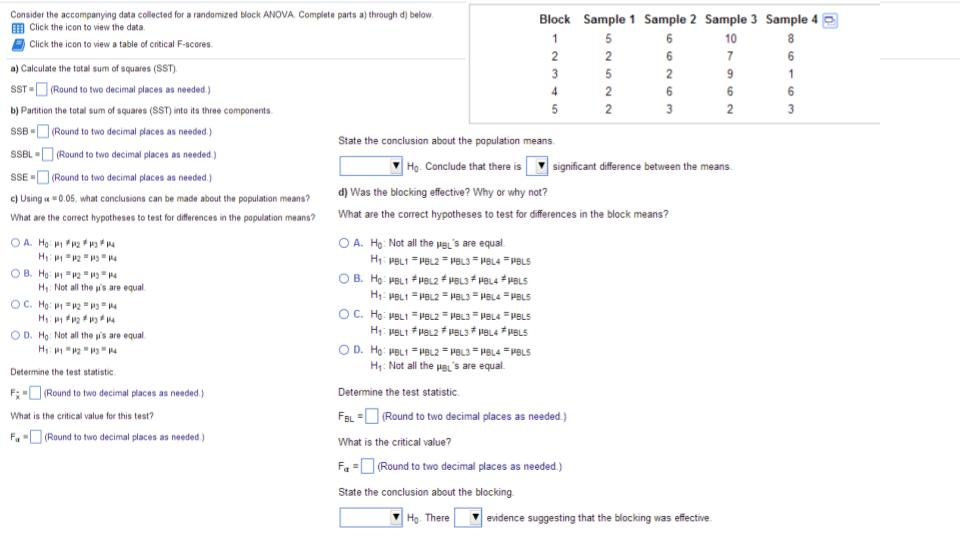 Solved consider the accompanying data collected for a chegg