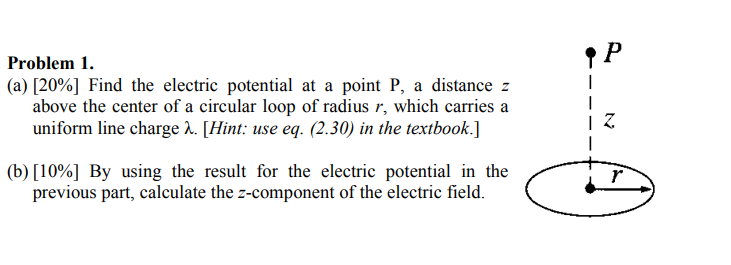 Solved Problem (a) [2006] Find the electric potential at a | Chegg.com