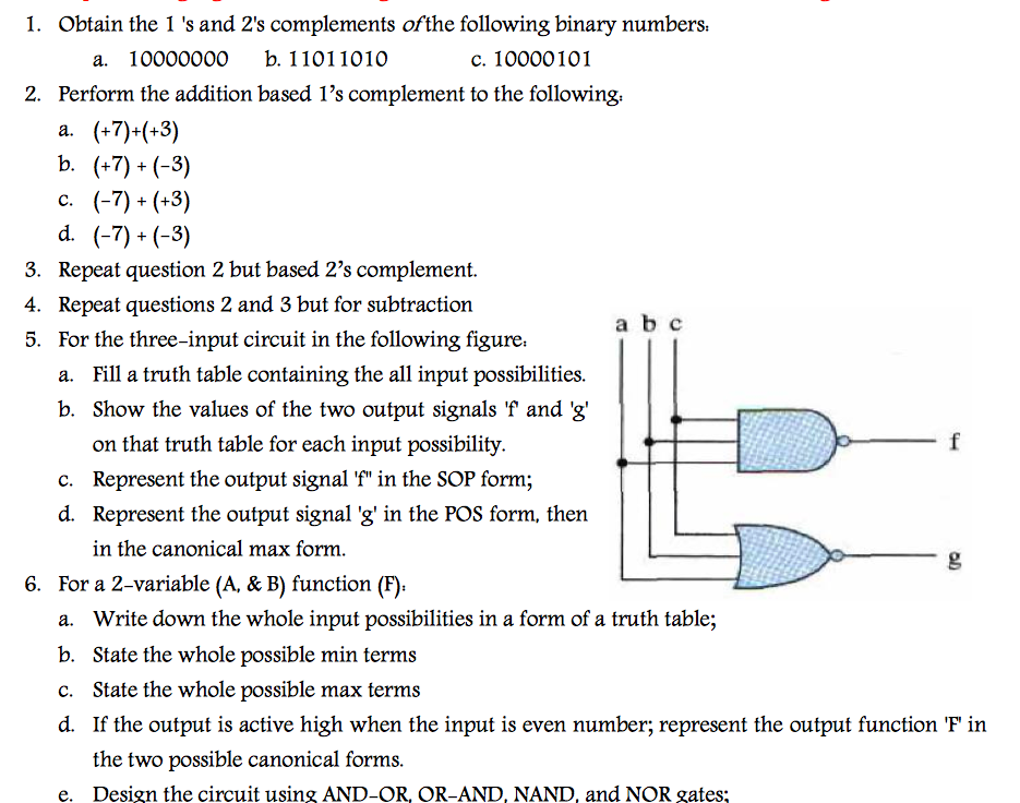 Obtain the 1's and 2's complements of the following | Chegg.com