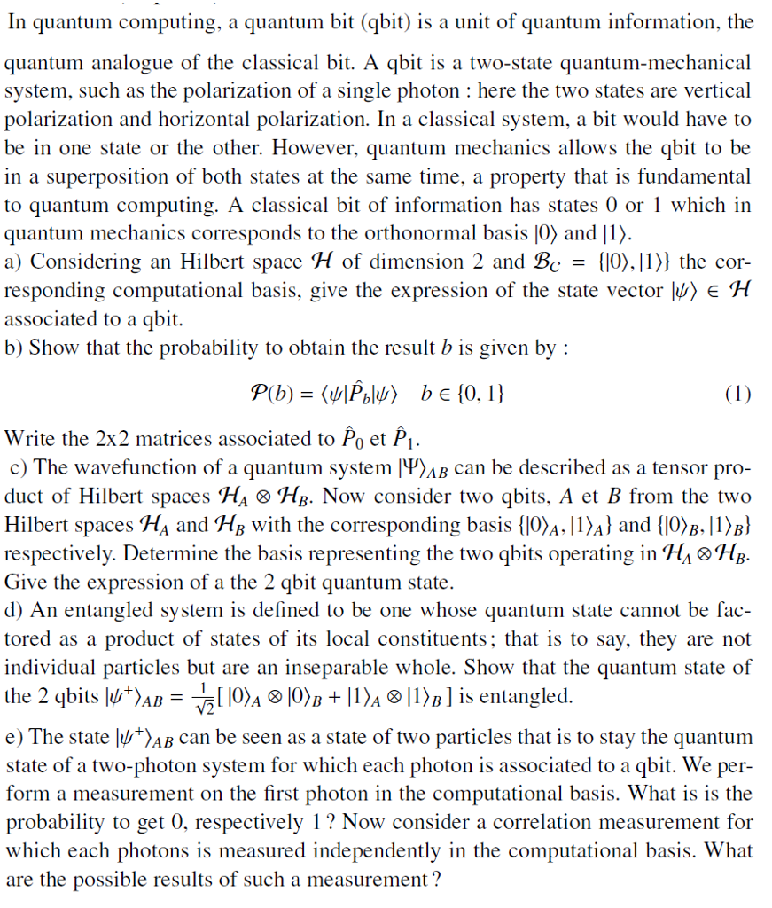 Solved In Quantum Computing, A Quantum Bit (bit) Is A Unit | Chegg.com