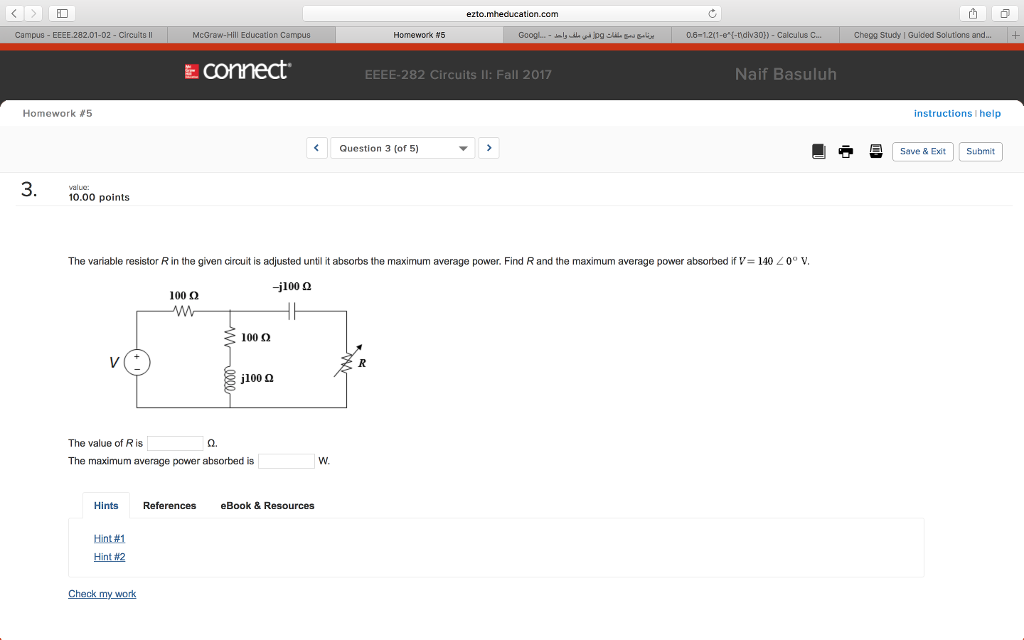 Solved connect. EEEE-282 Circuits II: Fall 2017 Homework #5 | Chegg.com