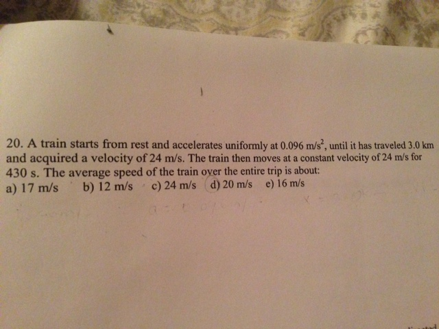 Solved A Train Starts From Rest And Accelerates Uniformly At Chegg