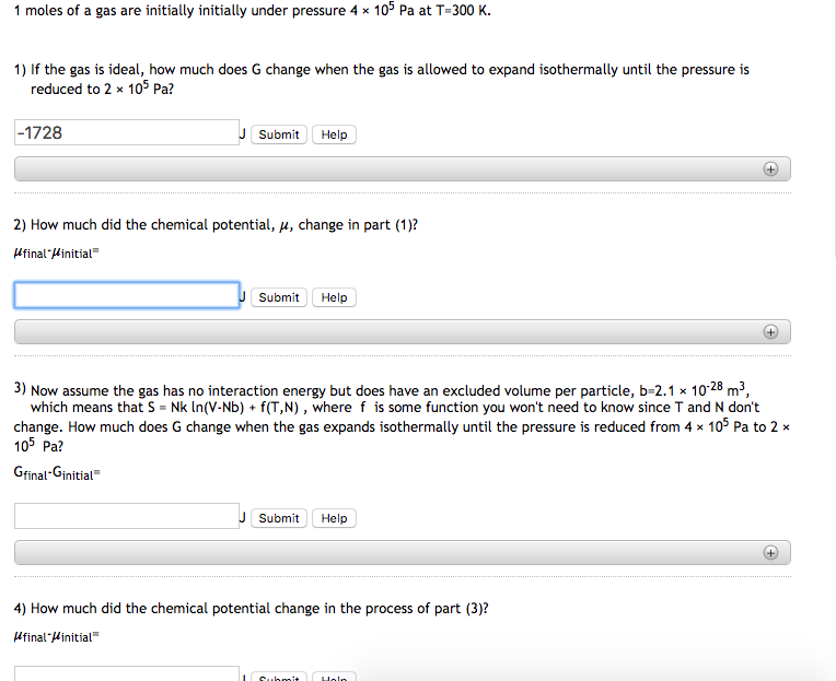 Solved 1 moles of a gas are initially initially under | Chegg.com