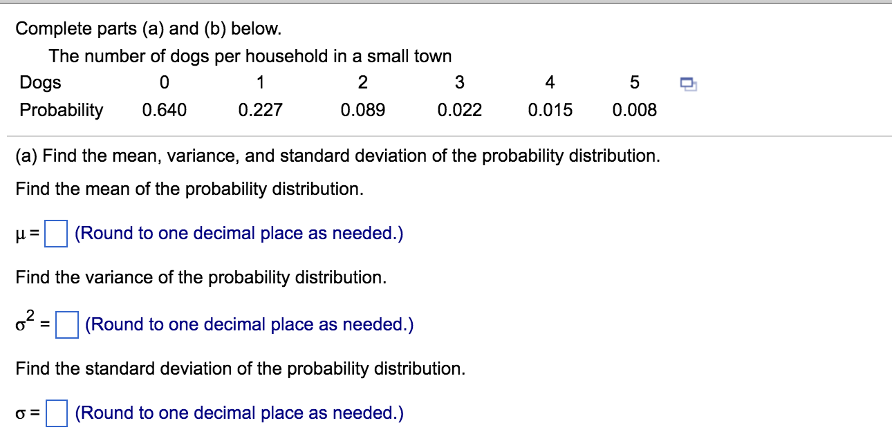 Solved Complete Parts (a) And (b) Below The Number Of Dogs | Chegg.com