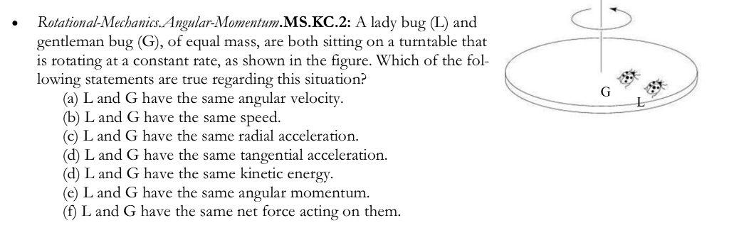 Gentleman Bug Solved Rotationa/Mechanics Anwlar-Momentim.MS.KC.2: A lady | Chegg.com