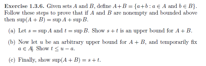 Solved Given Sets A And B, Define A + B = {a + B: A A And B | Chegg.com