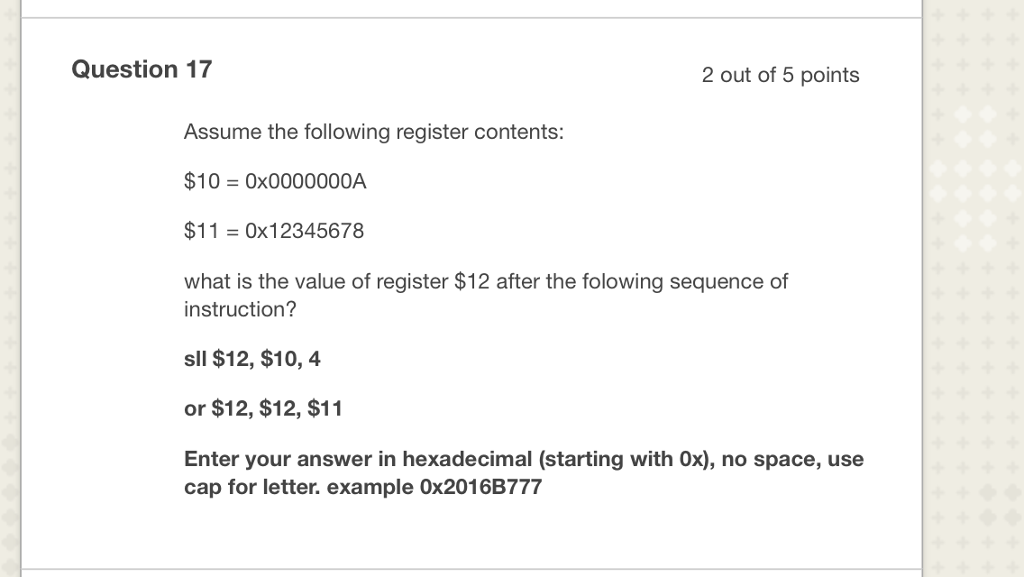 Solved Assume the following register contents 10 = 0