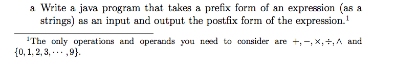 Solved a Write a java program that takes a prefix form of an | Chegg.com