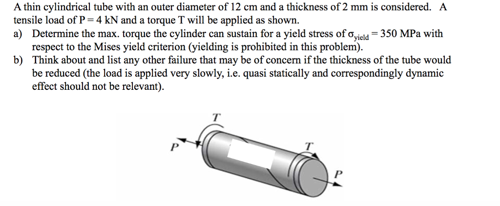 Solved A thin cylindrical tube with an outer diameter of 12 | Chegg.com