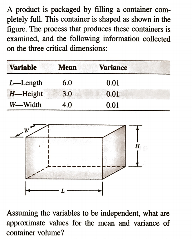 Solved A product is packaged by filling a container com