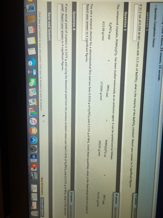 Solved If 31.5 mL of 0.293 M HCI reacts with 11.5 mL of | Chegg.com