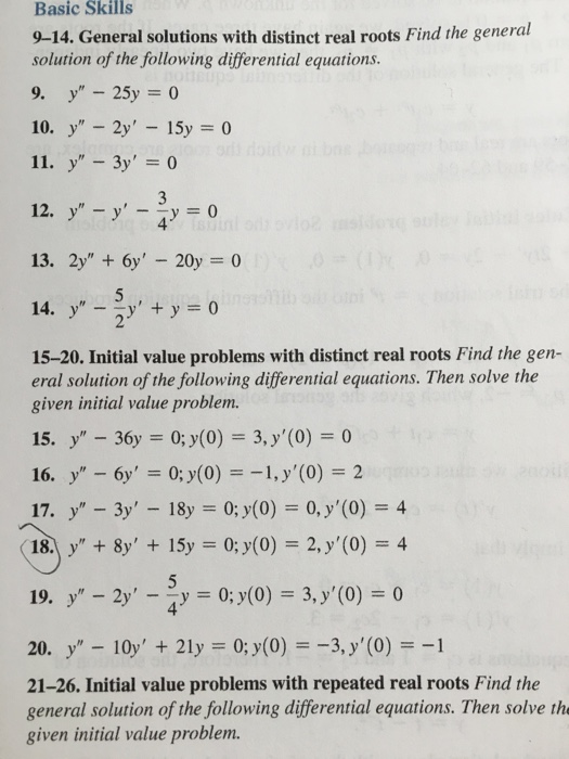 Solved 9?14. General Solutions With Distinct Real Roots Find | Chegg.com