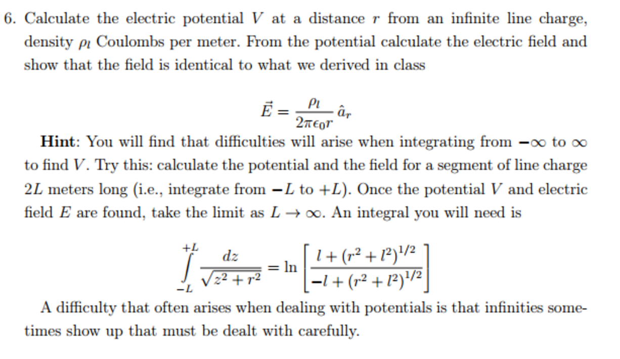 Solved Calculate the electric potential V at a distance r