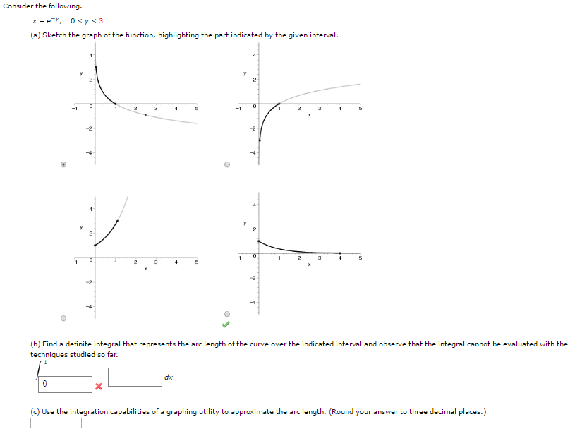 Solved Consider the following. x = e^-y, 0 | Chegg.com