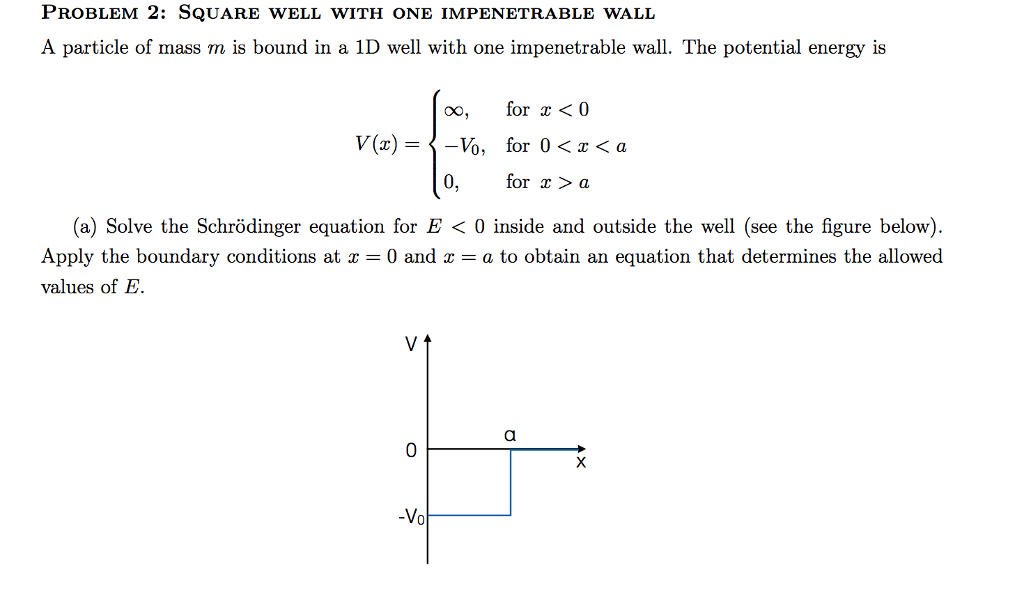 Solved PrOBLEM 2: SQUARE WELL WITH ONE IMPENETRABLE WALL A | Chegg.com