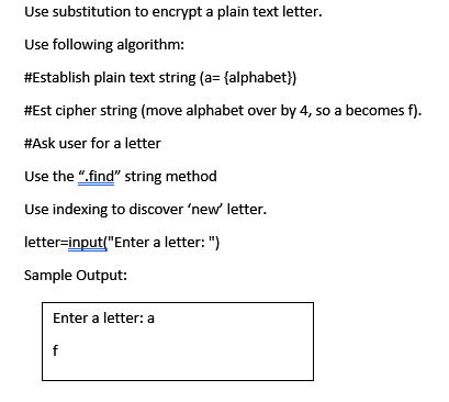 Solved to encrypt a plain text letter. Use following | Chegg.com