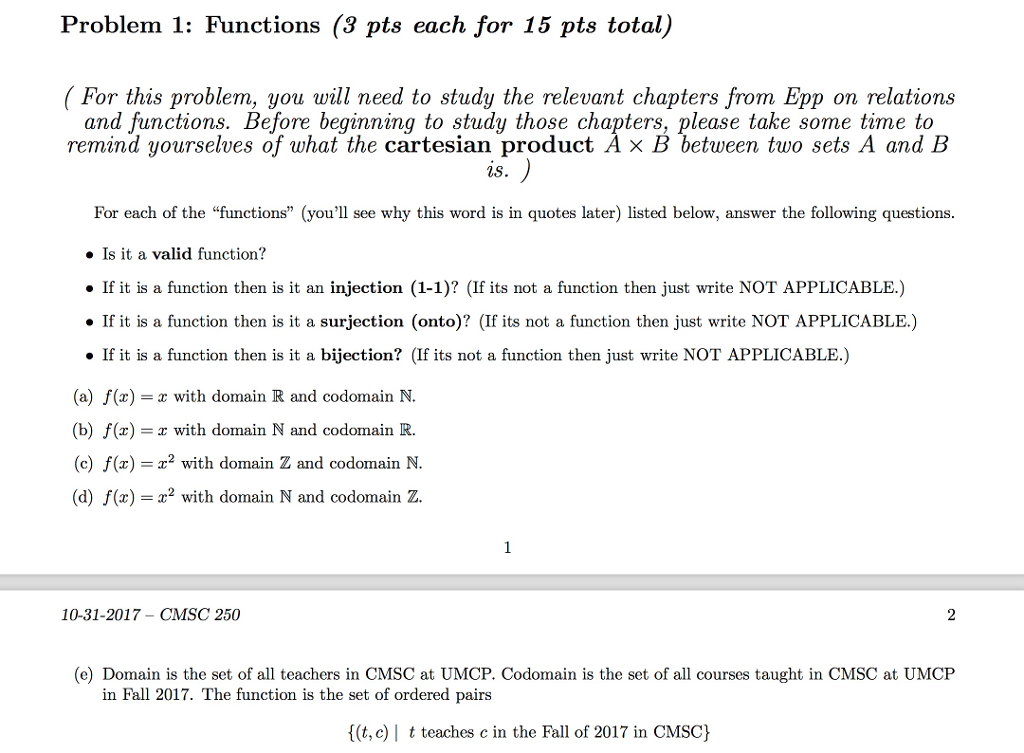 Solved Problem 1: Functions (3 pts each for 15 pts total) | Chegg.com