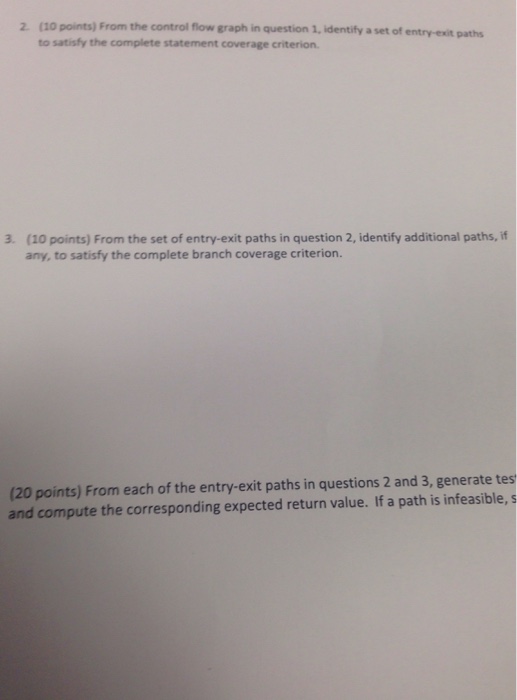 Solved From the control flow graph in question 1, identify a