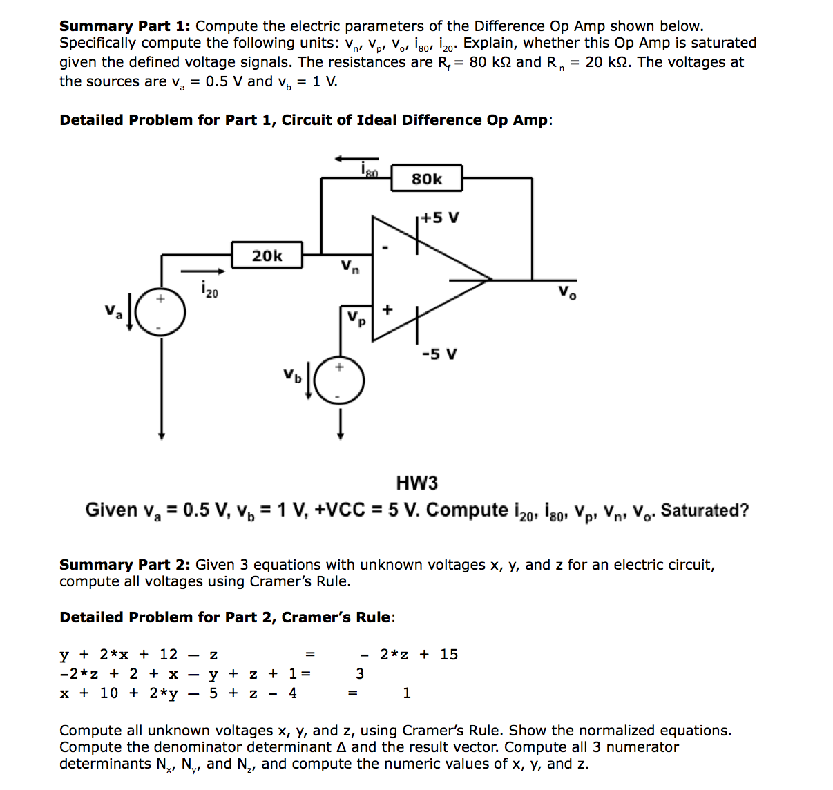 Solved Summary Part 1. Compute the electric parameters of