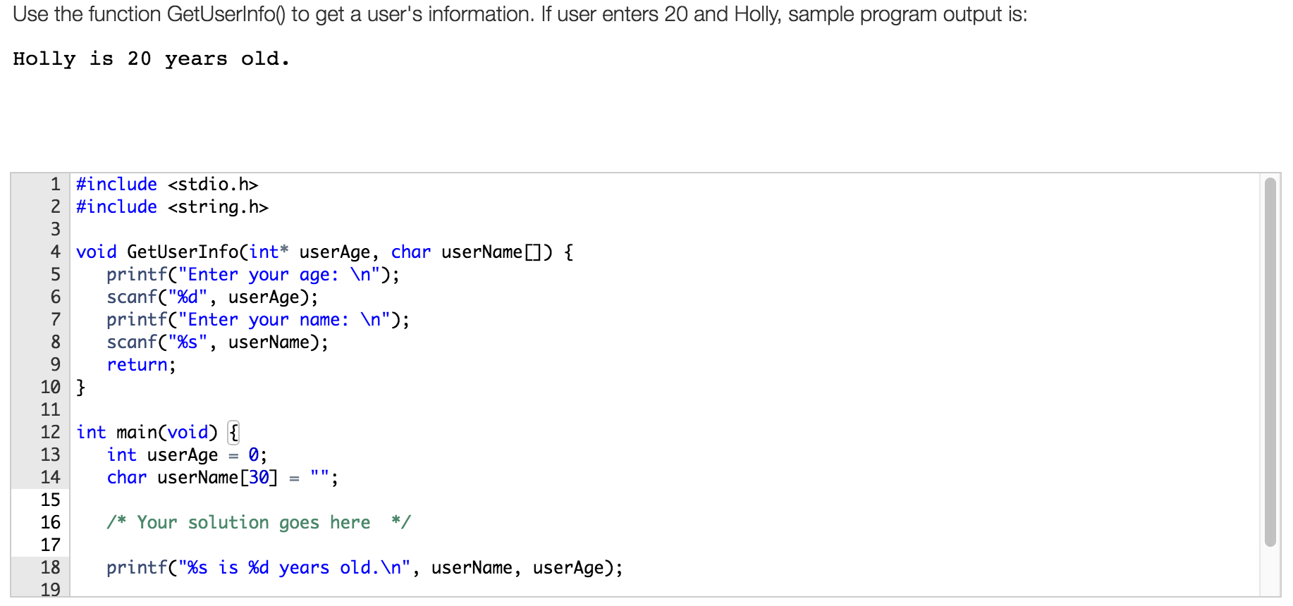 Solved Use the function GetUserlnfo0 to get a user's | Chegg.com