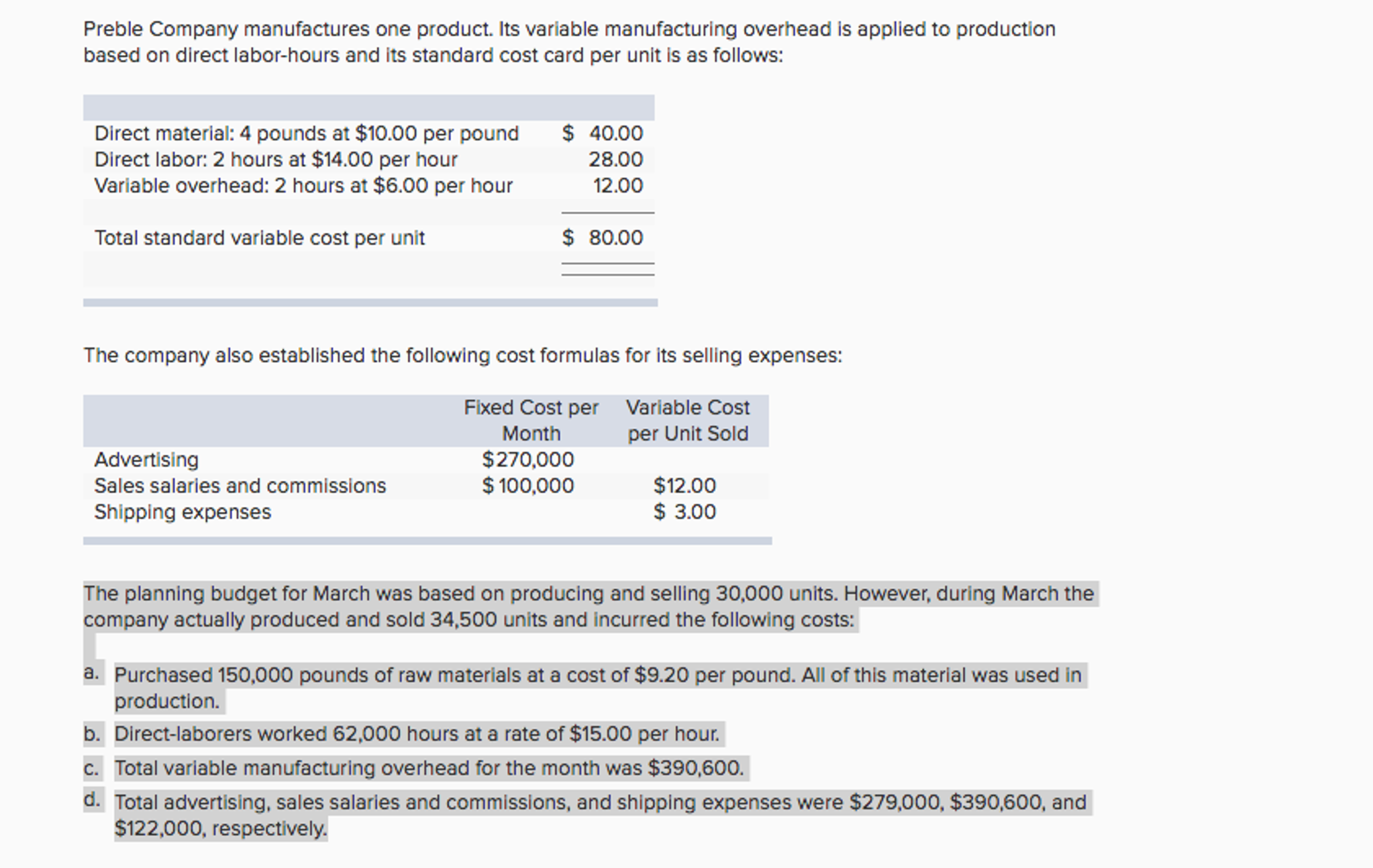 10. What is the variable overhead efficiency variance | Chegg.com