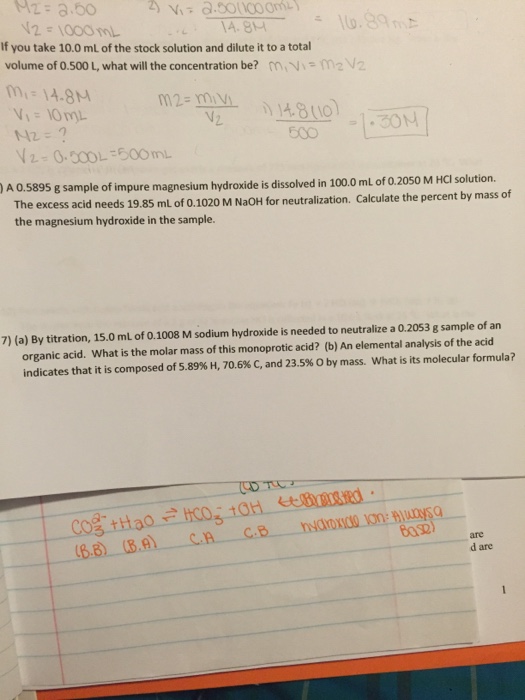 Solved If you take 10.0 ml of the stock solution and dilute