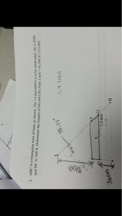 Solved ABC is a triangular tract of land, as shown. The 1, 4 | Chegg.com