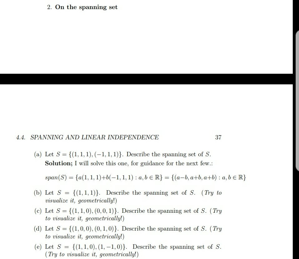 Solved 2. On The Spanning Set 4.4. SPANNING AND LINEAR | Chegg.com