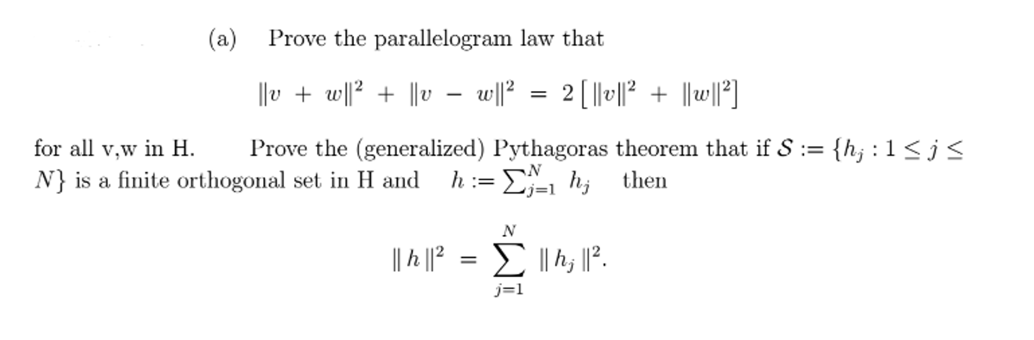 Solved Prove the parallelogram law that ||V + w||^2 + ||v - | Chegg.com