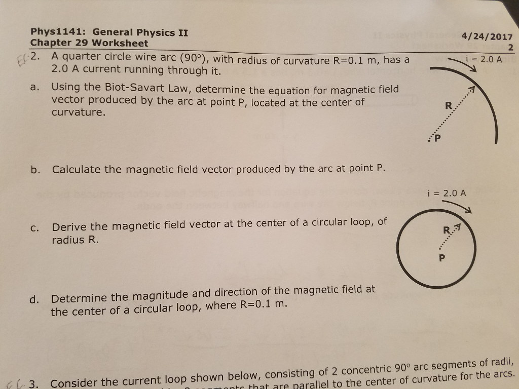 Solved A quarter circle wire arc (90 degree), with radius of