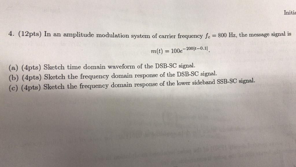 Solved Initia 4 12pts In An Amplitude Modulation System Of 9897