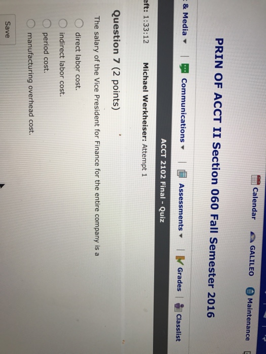 Solved The Salary Of The Vice President For Finance For The Chegg