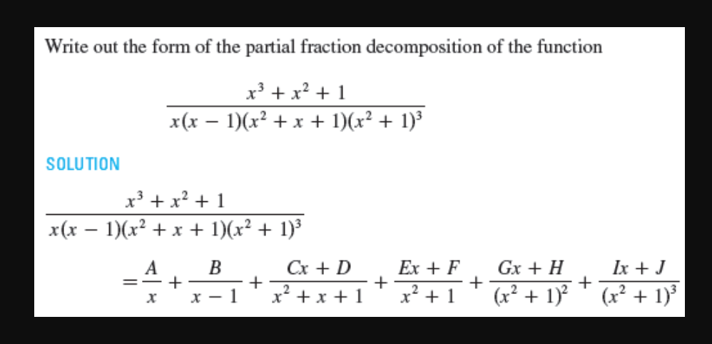 Solved Write out the form of the partial fraction | Chegg.com