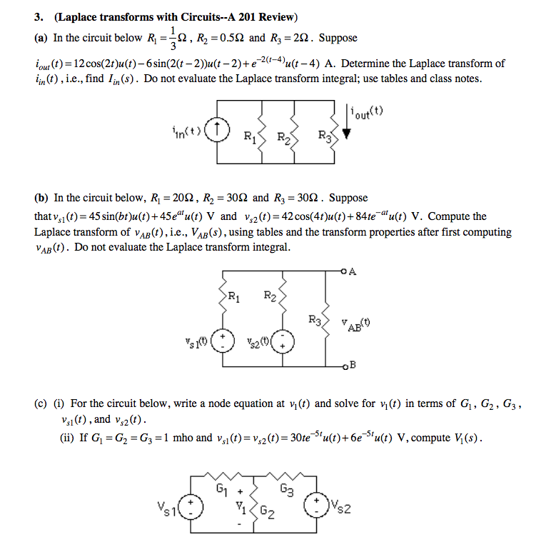 Solved 3. (Laplace transforms with Circuits --A 201 Review) | Chegg.com