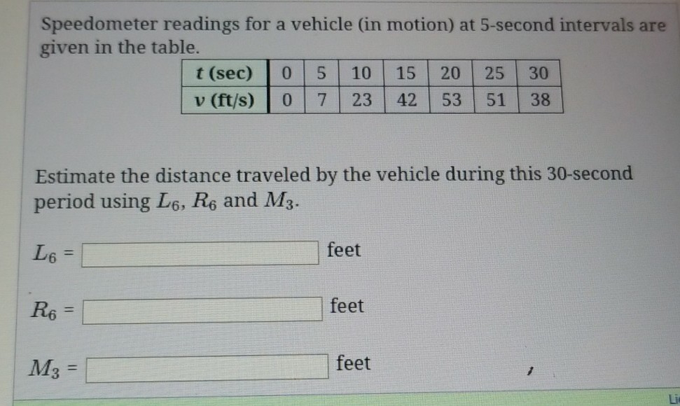 Solved Speedometer readings for a vehicle (in motion) at