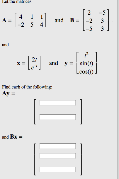 Solved Let the matrices and and and Find each of the | Chegg.com