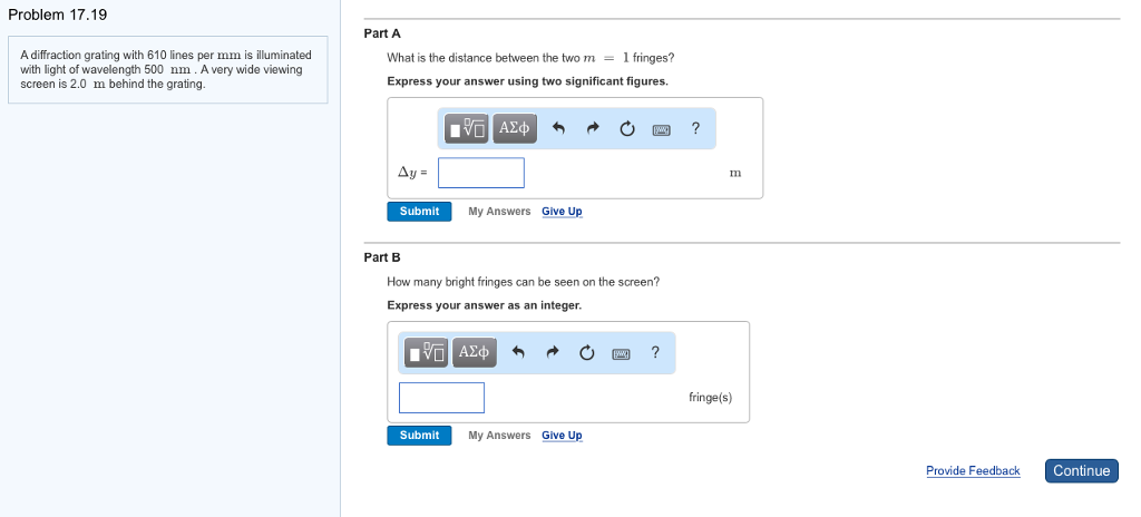 Solved Problem 17.19 Part A A diffraction grating with 610 | Chegg.com
