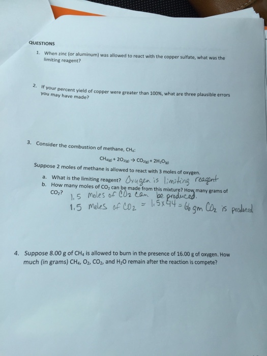 experiment 7 reaction stoichiometry and percent yield answer key