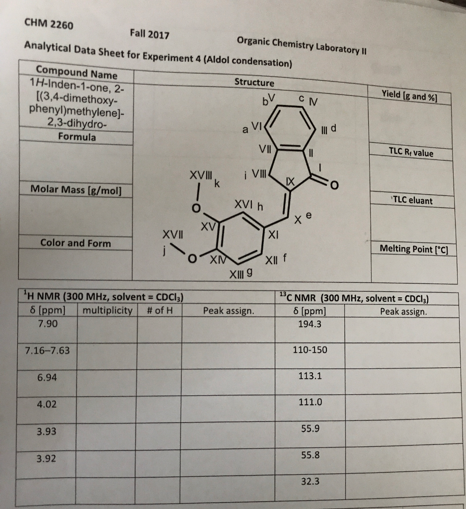 Solved CHM 2260 Fall 2017 Organic Chemistry Laboratory II