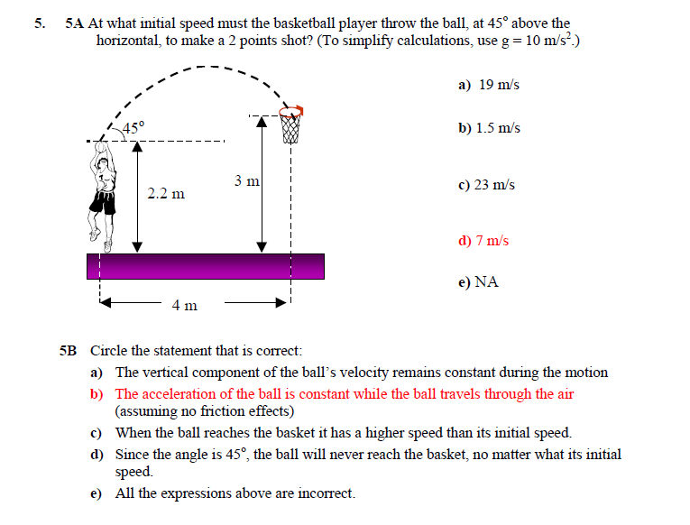 Solved 5. 5A At what initial speed must the basketball