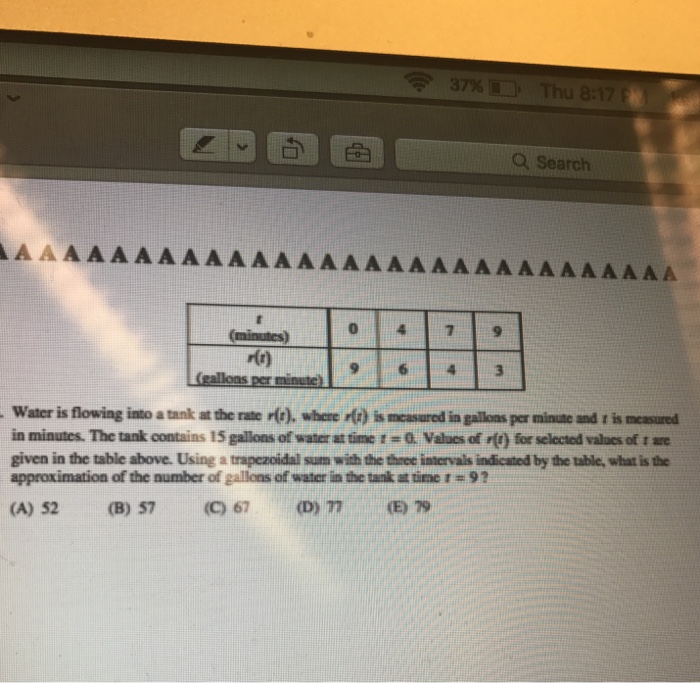 Solved Water is flowing into a tank at the rate r(t), where