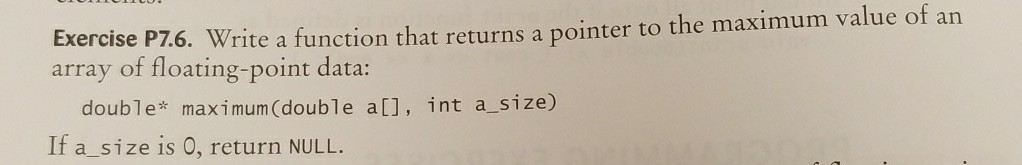 Solved Exercise P7.6. Write a function that returns a | Chegg.com
