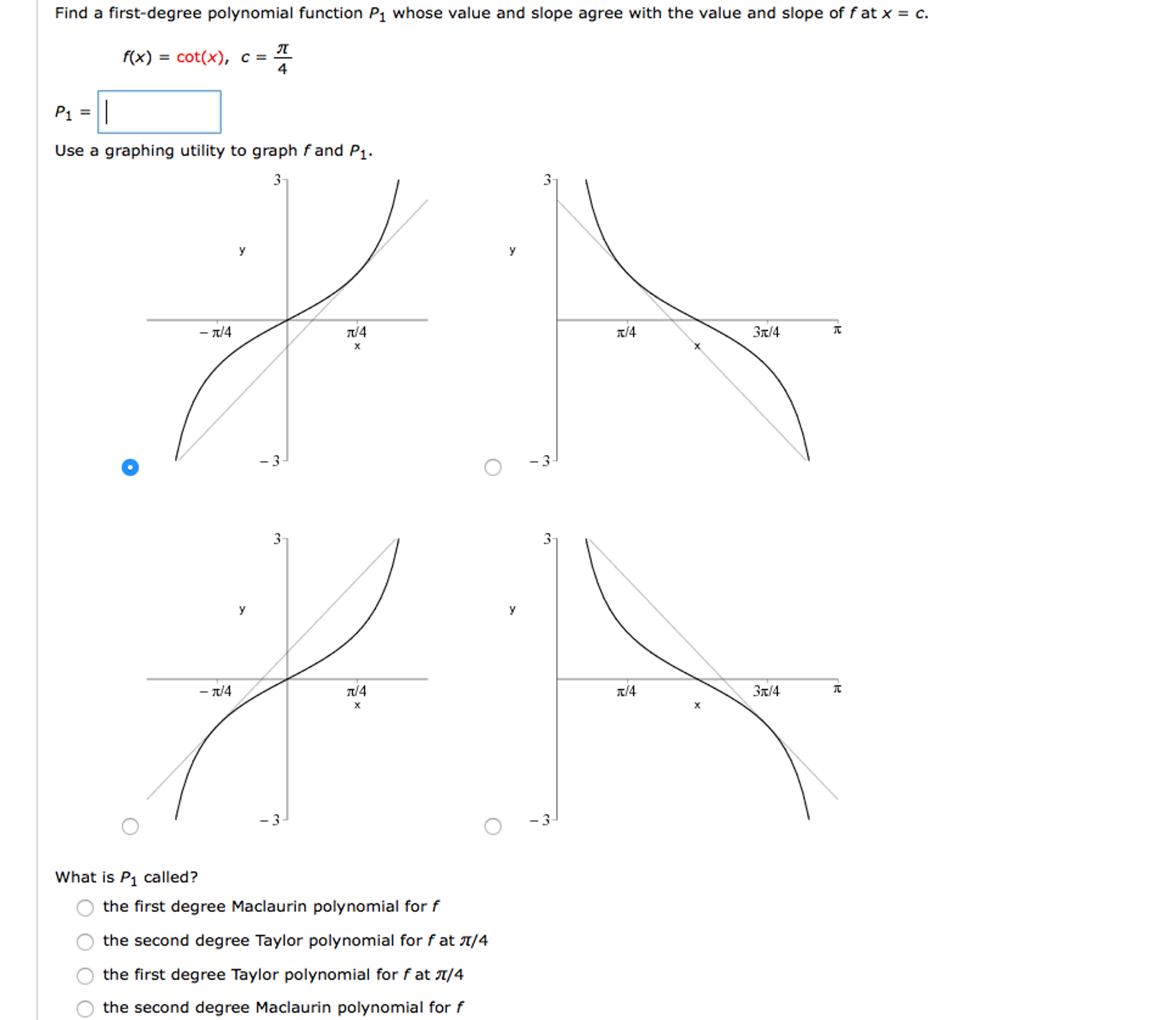 a first degree of polynomial function