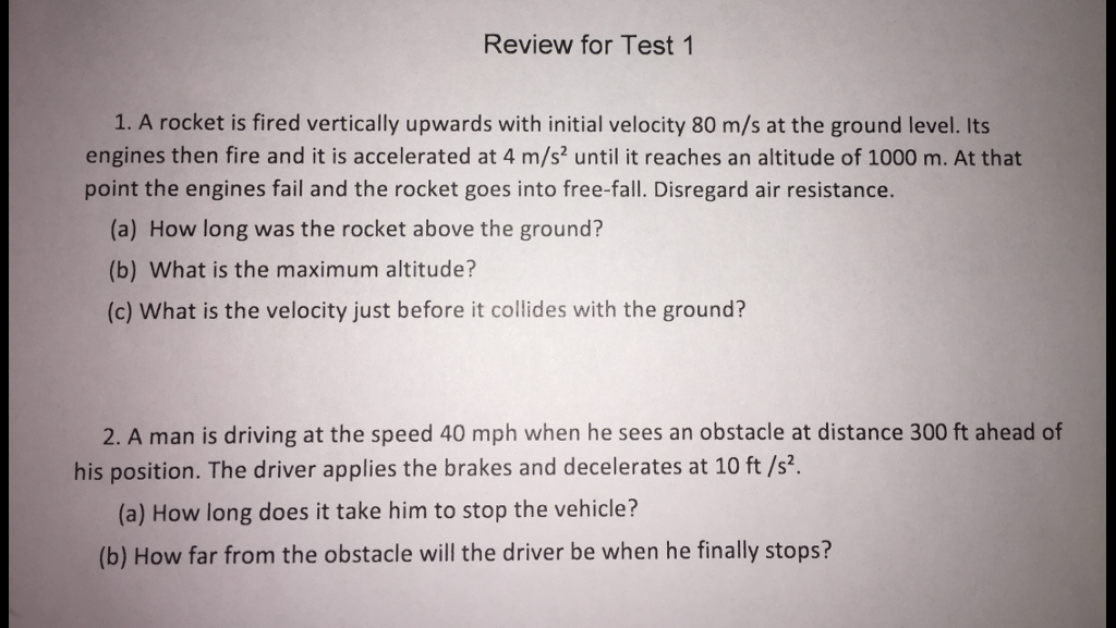 Solved Review For Test 1 1 A Rocket Is Fired Vertically Chegg solved-review-for-test-1-1-a-rocket-is-fired-vertically-chegg