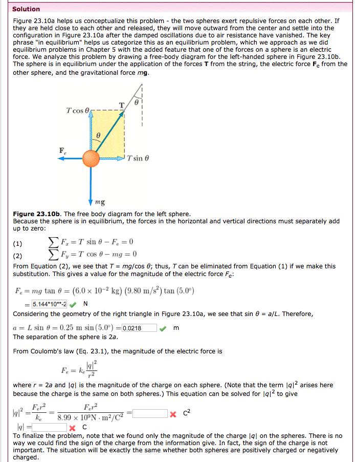 Solved Example 23.4 Find the Charge on the Spheres Problem | Chegg.com